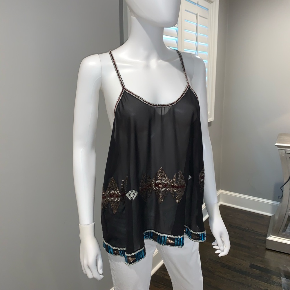 BB Dakota Sheer Sequin Tank